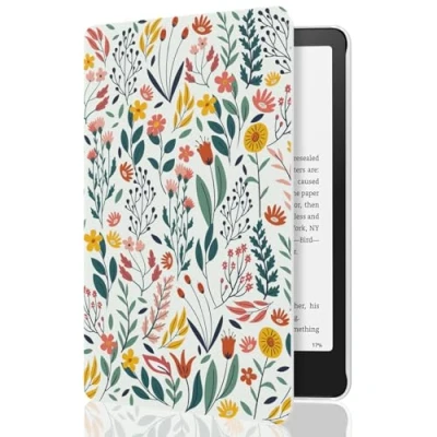 Afbeelding van MoKo Case for All new 7&quot; Kindle Paperwhite 12th Generation 2024&amp;Kindle Colorsoft Signature Edition 2024, Lightweight PU Protective Shell Cover with Auto Wake/Sleep Flowers