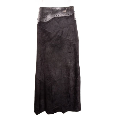 Afbeelding van Doenya maxi omslagrok suede Inlay (zwart)