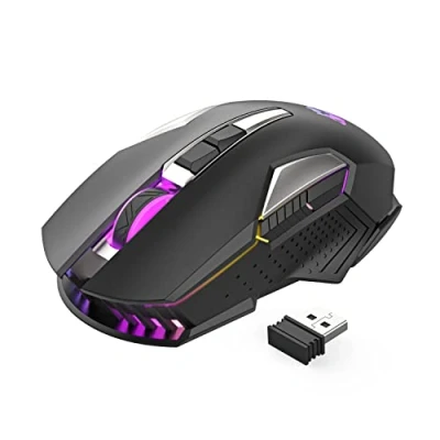 Afbeelding van MAGIC REFINER draadloze gamingmuis, X18 G502 2.4G computermuis Stille klik met USB ontvanger, 2400 DPI optisch, 7 RGB licht, oplaadbare batterij ultralange levensduur, voor pc/Mac/PS4/XBOX zwart