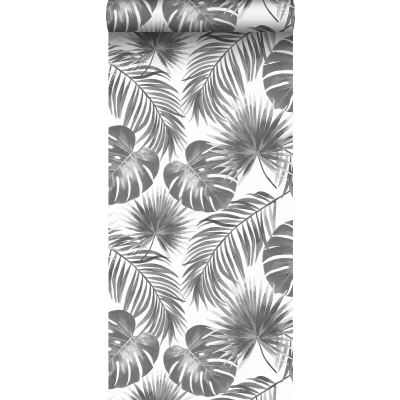 Afbeelding van Leen Bakker ESTAhome Behang Tropische Bladeren Zwart Wit 0.53 X 10.05 M Vlies