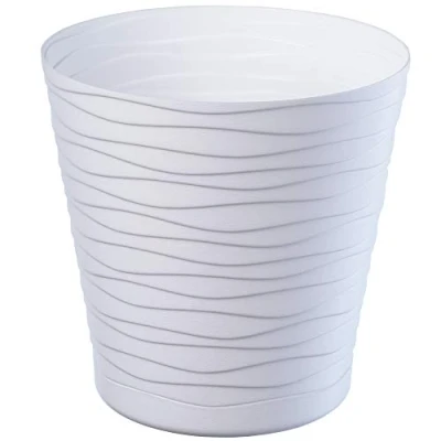 Afbeelding van KADAX bloempot met onderzetter, plantenpot voor binnen, lichte kunststof, ronde bloemen en planten, 21 cm, wit