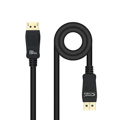 Afbeelding van NANOCABLE 10.15.2500 DISPLAYPORT 1.4 kabel met VESA certificering, resolutie tot 8 K @ 60 Hz, zwart, 0,5 m