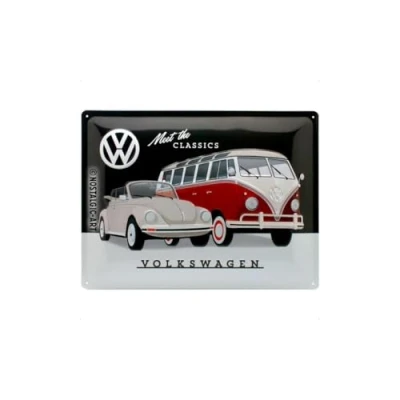 Afbeelding van Nostalgic Art 23255, Metalen Retro Bord, Volkswagen Bulli &amp; Beetle Classics Geschenkidee voor VW bus, van metaal, Vintage ontwerp, 30 x 40 cm