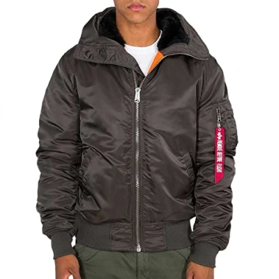 Afbeelding van Alpha Industries MA 1 Bommenwerperjas met capuchon voor heren Black Olive