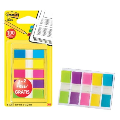 Afbeelding van Indextabs 3M Post it 6835 11.9x43.1mm 3+2 gratis assorti