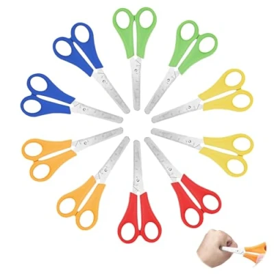 Afbeelding van Newpop 10 stuks scharen met ronde punt voor kinderen, basisschool, schaar ladder, kinderschaarset, school (13 cm, 5 kleuren)