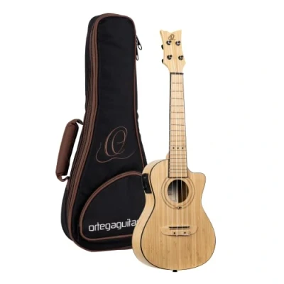 Afbeelding van Ortega RUNAB CC Bamboo Series concert Size Ukulele Natural E/A ukelele met gigbag