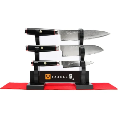 Afbeelding van Yaxell Super Gou Ypsilon Messenset met Japans Kantana Display Koksmes, Santoku &amp; Universeelmes