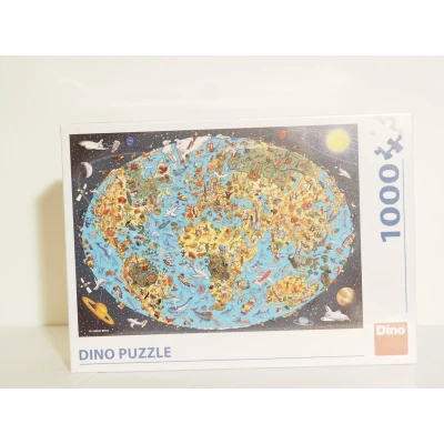 Afbeelding van Dino Illustrated World Map Puzzle 1,000 pieces