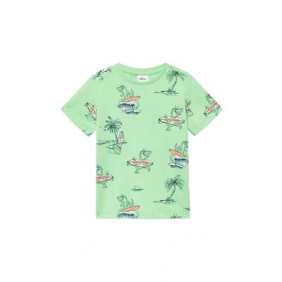 Afbeelding van s.Oliver MIT Alloverprint Tshirt print voor kinderen, Maat: 92/98, Hellgrün