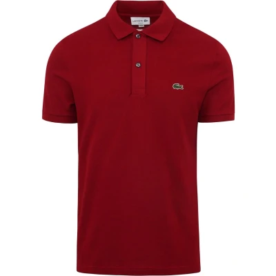 Afbeelding van Lacoste Poloshirt Pique Bordeaux maat L heren met Slim fit Pasvorm Katoen Suitable Herenkleding