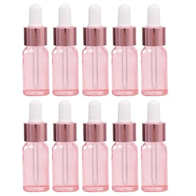 Afbeelding van JamHooDirect 10 stuks, ml glazen druppelflesjes met druppelaarpipetten, mini lege voor etherische massageoliën/chemische vloeistof (rose clear/rose gold cap)