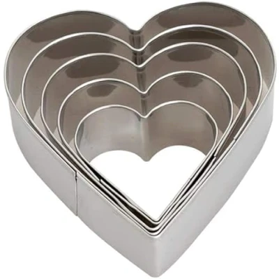 Afbeelding van Selecto Bake 5 Stuks Hart Cutters Set Rvs Cookie Stempels Sandwich Cutter Fondant Cake Mould Biscuit Press
