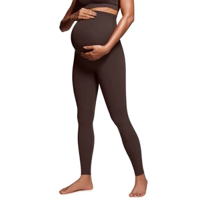 Afbeelding van CRZ Yoga Dames Butterluxe Zwangerschapslegging over de buik 28&quot; Workout Activewear Zwangerschapsbroek Boterzacht Hot Fudge Bruin M