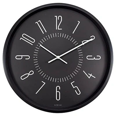 Afbeelding van Wandklok Nextime 35cm lichtgevend zwart stil uurwerk