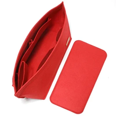 Afbeelding van Doxo Vilt Organizer Insert voor Handtassen &amp; Base Shaper, Tote Purse Groot met Rits Tas Past Speedy en Neverfull MM (Rood Combinatie)