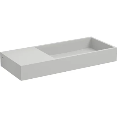 Afbeelding van Fontein Clou Mini Wash Me Plus 56x24x7.5cm Aluite Mat Wit (Met Voorbewerkt Kraangat Links)