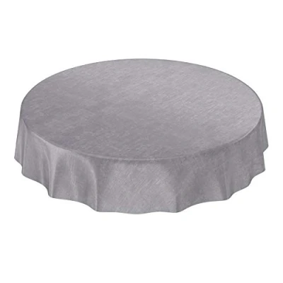 Afbeelding van ANRO Wasdoek tafelzeil tafelkleed beton grijs uni Urban rond 140 cm