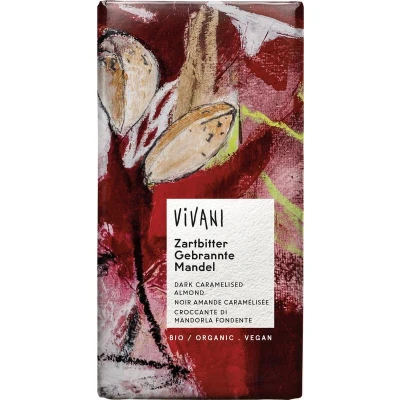 Afbeelding van Vivani Chocolade Puur Amandelen, Caramel &amp; Peperkoek Multi verpakking 12x80GR
