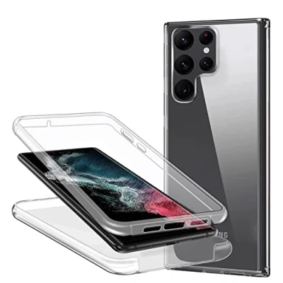 Afbeelding van CHIMUCO Beschermhoes voor Samsung Galaxy S22 Ultra 360 bescherming, transparant, zacht, dun, siliconen hoesje van TPU, en polycarbonaat, achterkant, krasbestendig, schokbestendig, volledige