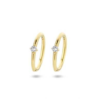 Afbeelding van 14K geelgoud klapoorringen zirkonia 4026904