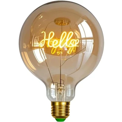 Afbeelding van TIANFAN Led Lamp Vintage Filament Alfabet Gloeilamp G125 HELLO Tafellamp 4W Dimbaar 220V E27 2000K Super Warm Wit