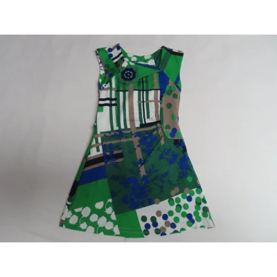 Afbeelding van Jurk Kleedje Groen , bruin, blauw ecru 2 jaar 92