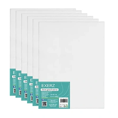 Afbeelding van Exerz 30x40cm Canvaspanelen 6 Stuks/schilderkarton 0.3cm dik 280gsm 100% katoen/wit kunstcanvas paneel voor acrylverf &amp; olieverf drievoudig geprimeerd/zonder zuur/middenkorrelig