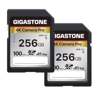 Afbeelding van Gigastone 256GB SD kaart 2 pack, V30 SDXC geheugenkaart, hoge snelheid met 4K Ultra HD UHD video, compatibel Canon Nikon Sony Pentax Kodak Olympus Panasonic Digital Camera, mini doosjes