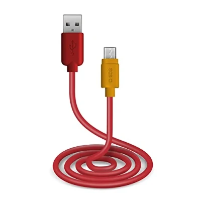 Afbeelding van SBS Opladen en datakabel met USB poorten 2.0 micro poorten, lengte 1 m, rood