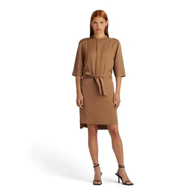 Afbeelding van G Star RAW jurk met ceintuur bruin