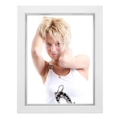 Afbeelding van Deknudt Frames fotolijst S41NK1 wit met zilverbies 15x20 cm