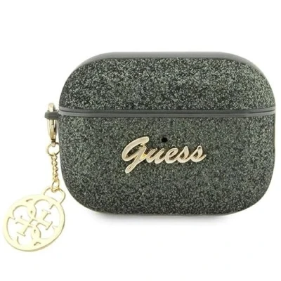 Afbeelding van Guess GUAP2GLGSHA hoesje voor AirPods Pro 2 cover groen/kaki Glitter Flake 4G Charm