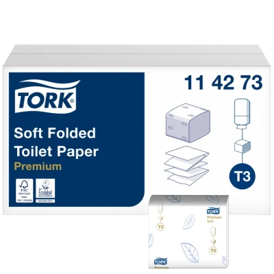 Afbeelding van Tork premium toiletpapier vouw 2 lgs wit 19x11 cm doos à 7560 vel (114273)