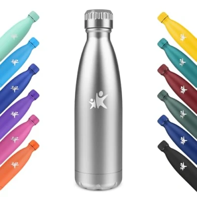 Afbeelding van KollyKolla Drinkfles van roestvrij staal, 750 ml, vacuüm thermosfles, waterfles, BPA vrij, lekvrij, thermoskan, drinkfles, geschikt voor koolzuurhoudende dranken, school, fitness, staal