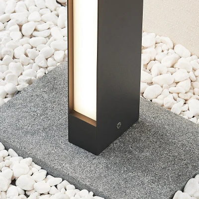 Afbeelding van Lucande LED buitenlamp 2 lichts drukgegoten aluminium, kunststof H: 60 cm donkergrijs, wit Inclusief lichtbronnen