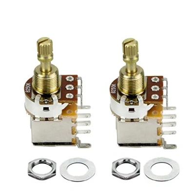 Afbeelding van FLEOR 2 STKS B250K Push Bounce Schakelaar Potentiometer Lineaire Taper Pot Korte Split Koperen As Voor Elektrische Gitaar Bass Volume/Tone Controls
