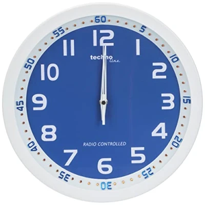 Afbeelding van Technoline, WT 8971 radiogestuurde wandklok, Ø 30 cm, wit blauw
