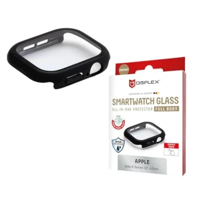 Afbeelding van Displex 10H Panzerglas für Apple Watch 10 (42mm), Full Body Schutz, IP68, Snap On, black frosted, Schermbeschermer, Smartwatch, Zwart, Apple, Polycarbonaat (PC), Gehard glas