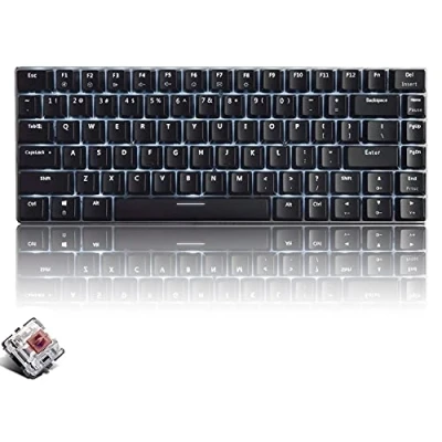 Afbeelding van Mechanisch Gaming Toetsenbord, Witte LED Achtergrondverlichting, USB Kabel Bedraad, 82 Toetsen Anti Ghosting Compact Ergonomisch PC Snel Reagerend, Bruine Schakelaar, Zwart