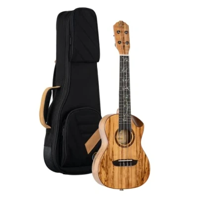 Afbeelding van Ortega RUET SMA Elite Series concert Size Ukulele Spalted Maple elektrisch akoestische ukelele met gigbag