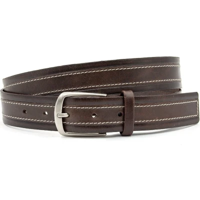Afbeelding van JV Belts Donkerbruine pantalonriem heren en dames riem 3.5 cm breed Bruin Echt Leer Taille: 90cm Totale lengte riem: 105cm
