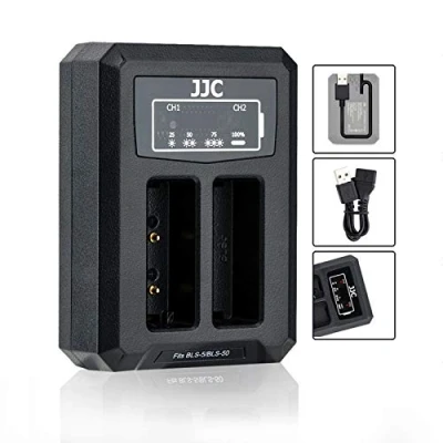 Afbeelding van BLS 5 Adapter voor dubbele digitale camera batterijlader met USB kabel Olympus E M5 Mark III, M10, M10 II, PL9, PL8, PL7, PL6, PL5, STYLUS 1, 1/BLS 5/BLS 50