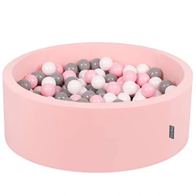 Afbeelding van KiddyMoon Schuim Ballenbak Voor Kinderen Met Ballen Ø 7 Cm Gemaakt In EU, Roze:Wit Grijs Poeder Roze,90X30cm/300
