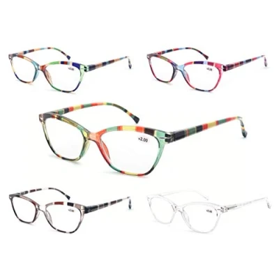 Afbeelding van MODFANS Leesbril voor dames, 5 stuks, modieuze lezers 2,75 lezen, comfort, veerscharnier, lichtgewicht kattenoogmontuur, stijlvolle look, geleverd met zakje