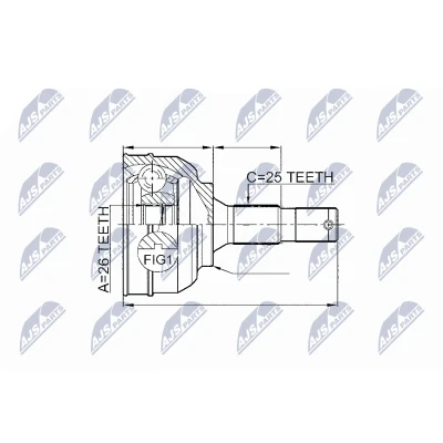 Afbeelding van NTY NPZ CT 020 Homokineet Vooras rechts, links CITROËN: C5 II Hatchback