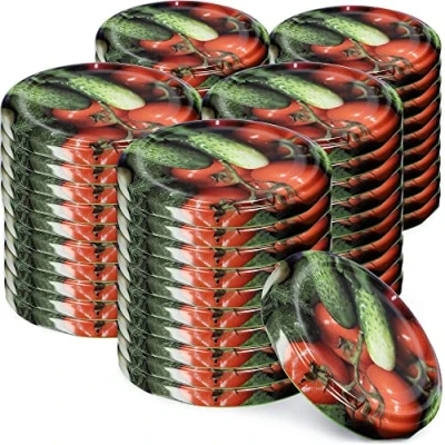 Afbeelding van KADAX Schroefdeksel met diameter van 82 mm, metalen twist off deksel, reservedeksel voor inmaakpotten en weckpotten, deksel 6 inkepingen (50 stuks, groente)