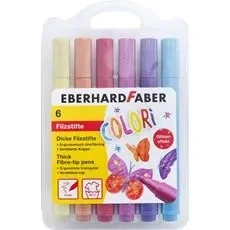 Afbeelding van Viltstiften EFA Jumbo 2mm 6 glitter kleuren in kunststof etui