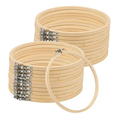 Afbeelding van MANCHAP 20 Pack 8 Inch/20 cm borduurringen, verstelbare bamboe cirkel kruissteek hoepel ringen voor ambachtelijke maken
