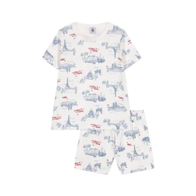 Afbeelding van Petit Bateau pyjacourt kinderen en adolescenten, Wit/Veelkleurig., 12 Jaar